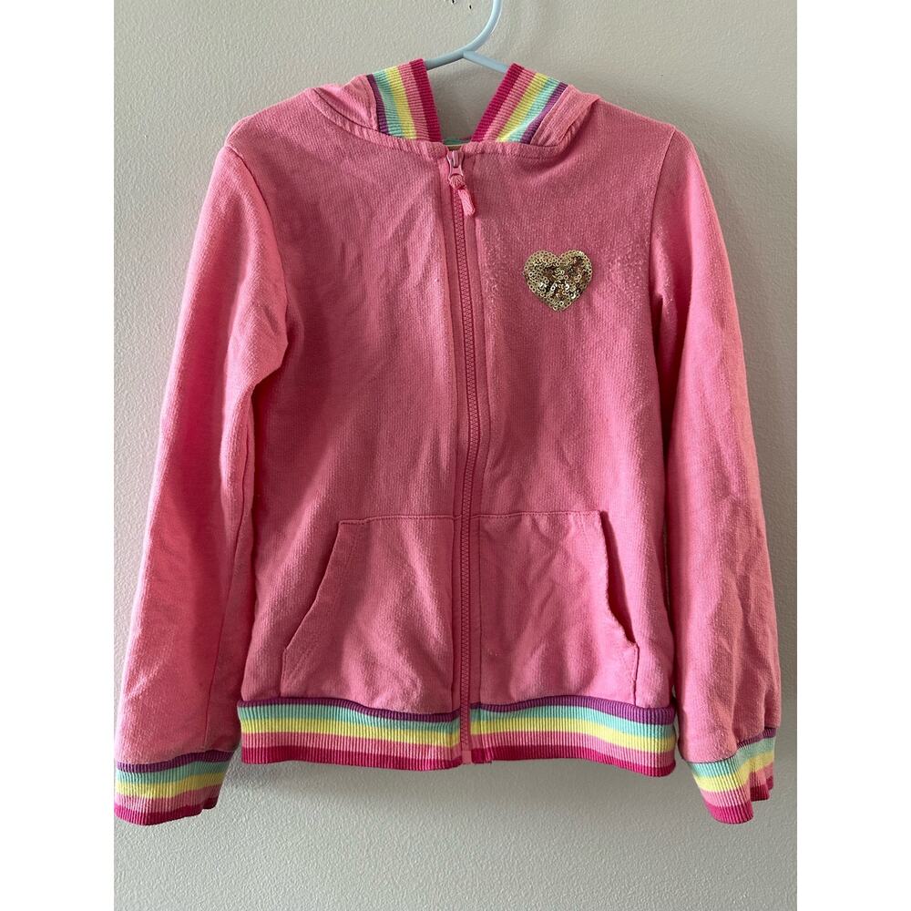 Cynthia Rowley Jacket Little Girls XS 4 Pink Rainbow Sequins Toddler Hoodie - Picture 1 of 5